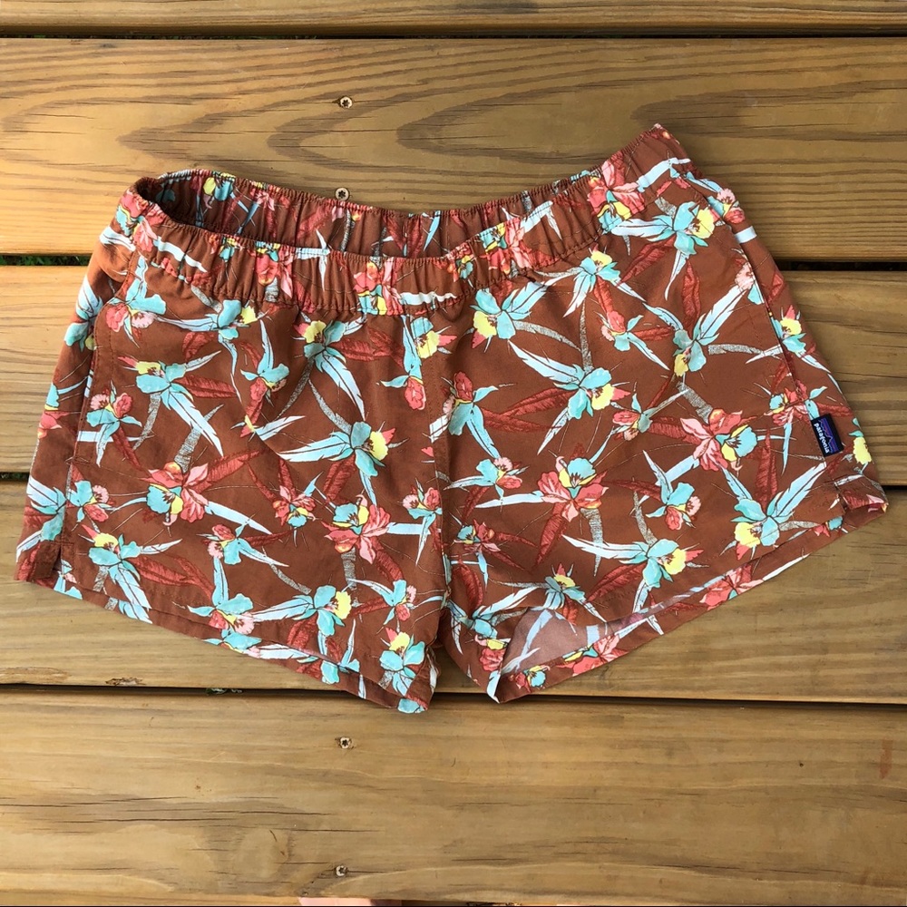 Patagonia Shorts Barely Baggies Orange Floral